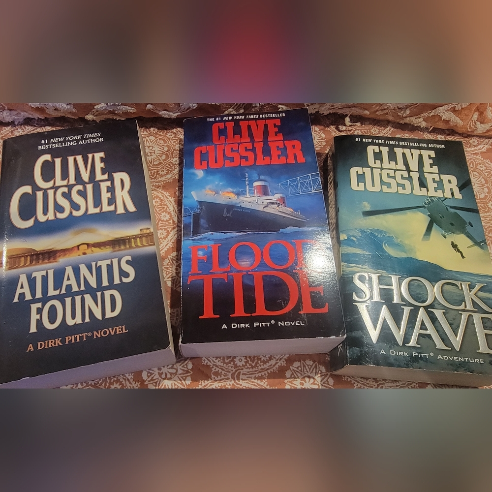 Clive Cussler Novel Set - Atlantis Found, Flood Tide, Shock Wave